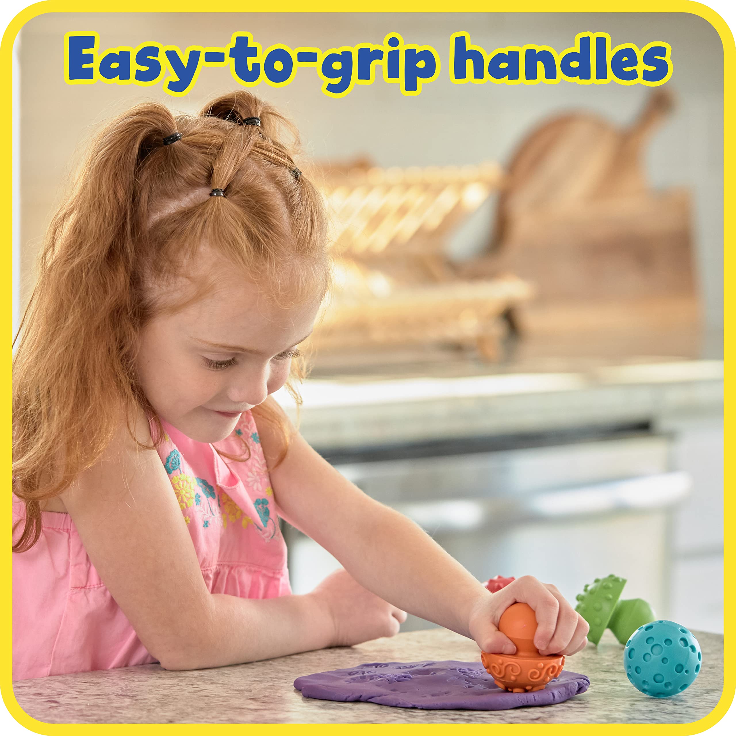 Ready 2 Learn Paint and Dough Mushroom Stampers Set of 4 - Easy-Grip Texture Stampers for Kids Ages 2+