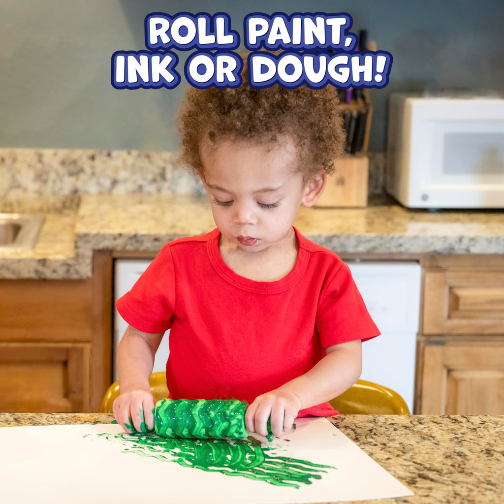 READY 2 LEARN Texture Rollers Set of 4 – Patterned Rolling Pins for Paint, Clay & Dough, Kids Art Tools