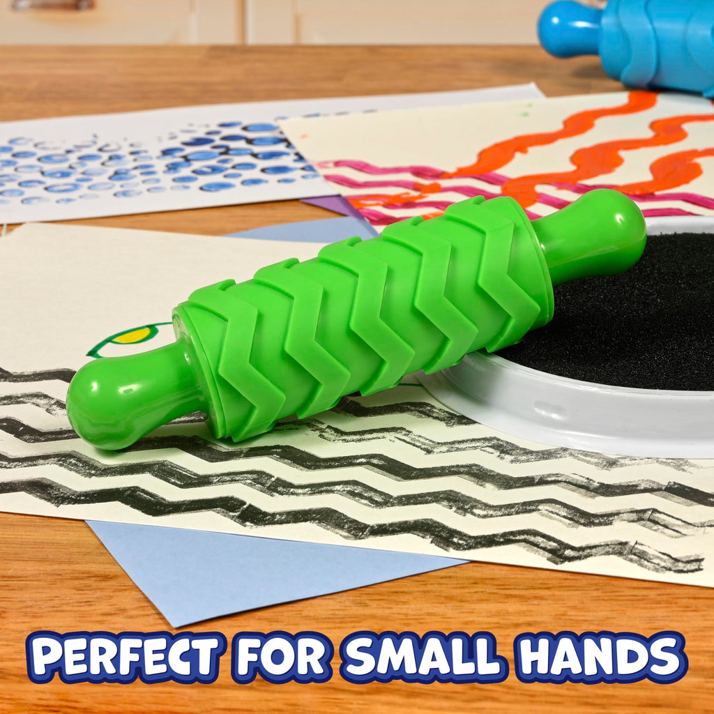 READY 2 LEARN Texture Rollers Set of 4 – Patterned Rolling Pins for Paint, Clay & Dough, Kids Art Tools