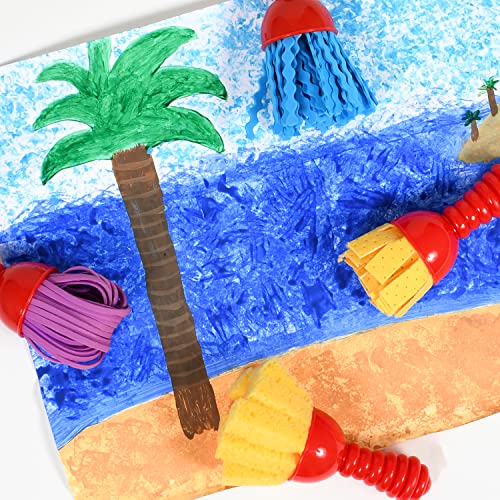 READY 2 LEARN Textured Art Tools Set of 4 – Jumbo Paint Brushes for Toddlers with Chamois, Sponge, Foam Noodle & Zigzag Tips