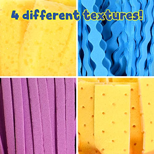 READY 2 LEARN Textured Art Tools Set of 4 – Jumbo Paint Brushes for Toddlers with Chamois, Sponge, Foam Noodle & Zigzag Tips