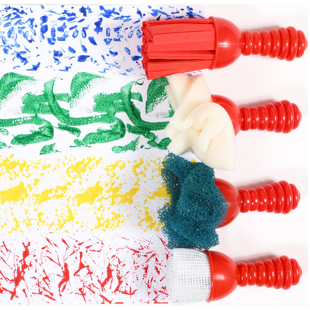 READY 2 LEARN Textured Paint Brushes - Set of 4 Jumbo Art Tools for Kids with Chunky Handles