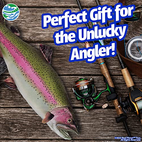 Real Planet Silver Trout Stuffed Animal - 14.25 Inch Lifelike Plush Fish Toy for Kids and Fishing Lovers