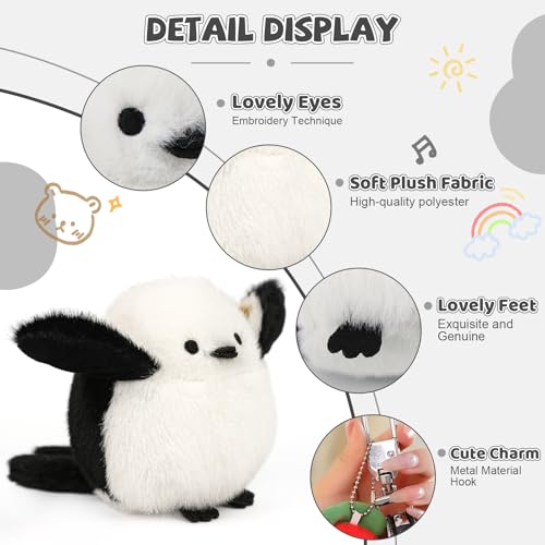 Realistic 4.3" Bird Stuffed Animal Plush Toy – Cute Tit Bird Backpack Pendant, Safe & Soft Gift for Kids