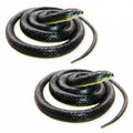 Realistic 49" Rubber Black Mamba 2-Pack – Coiled Fake Snake for Garden Deterrent, Prank Gags & Halloween Props