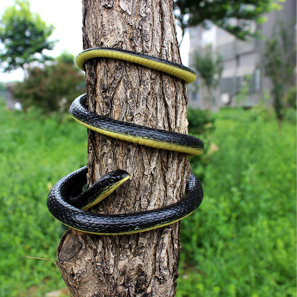 Realistic 49" Rubber Black Mamba 2-Pack – Coiled Fake Snake for Garden Deterrent, Prank Gags & Halloween Props