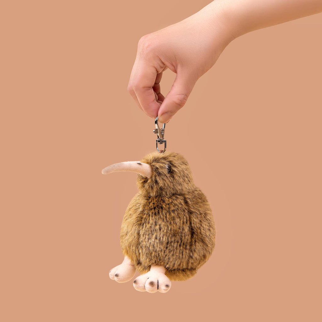 Realistic 5-Inch Kiwi Bird Plush Toy – Cute Brown Stuffed Animal Keychain Plushie, Soft Handmade Gift for Friends