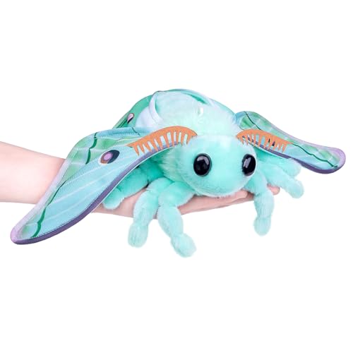 Realistic Luna Moth Plush Toy - Soft 7.5 Inch Stuffed Animal Keychain, Cute Green Moth Plushie