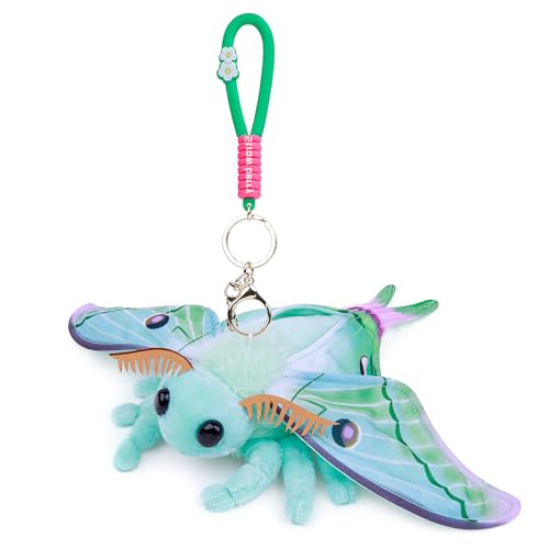 Realistic Luna Moth Plush Toy - Soft 7.5 Inch Stuffed Animal Keychain, Cute Green Moth Plushie