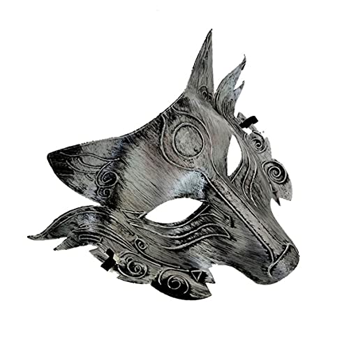 Realistic Silver Wolf Head Mask for Halloween Cosplay – Lightweight Plastic with Elastic Fit