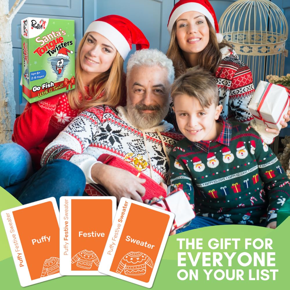 Really?! Santa's Tongue Twisters: Christmas Card Game for Kids and Adults – Stocking Stuffer & Party Fun