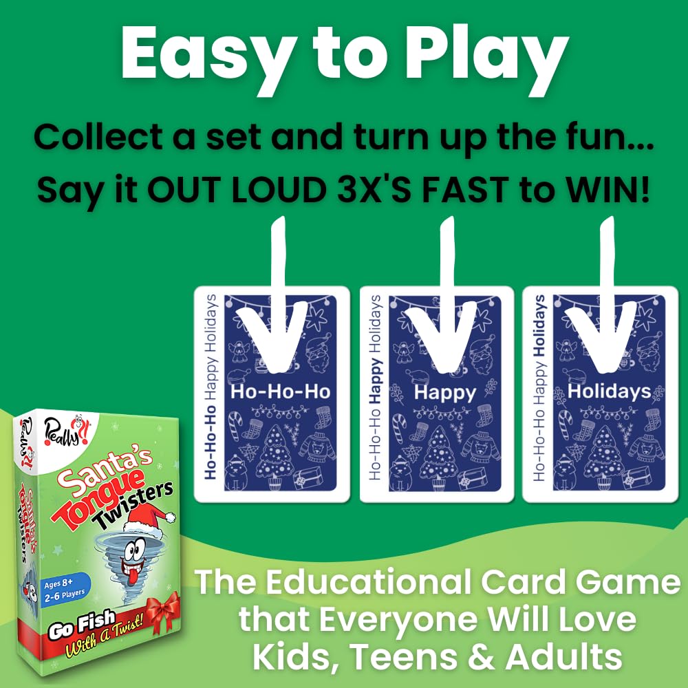 Really?! Santa's Tongue Twisters: Christmas Card Game for Kids and Adults – Stocking Stuffer & Party Fun