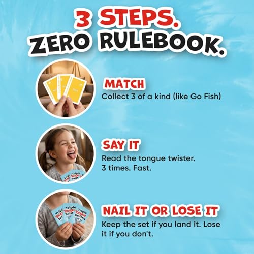 Really?! Triple Tongue Twisters Card Game – Fun Family Game Night Activity for Teens and Adults, Travel-Friendly Party Game for 2-6 Players Ages 8+