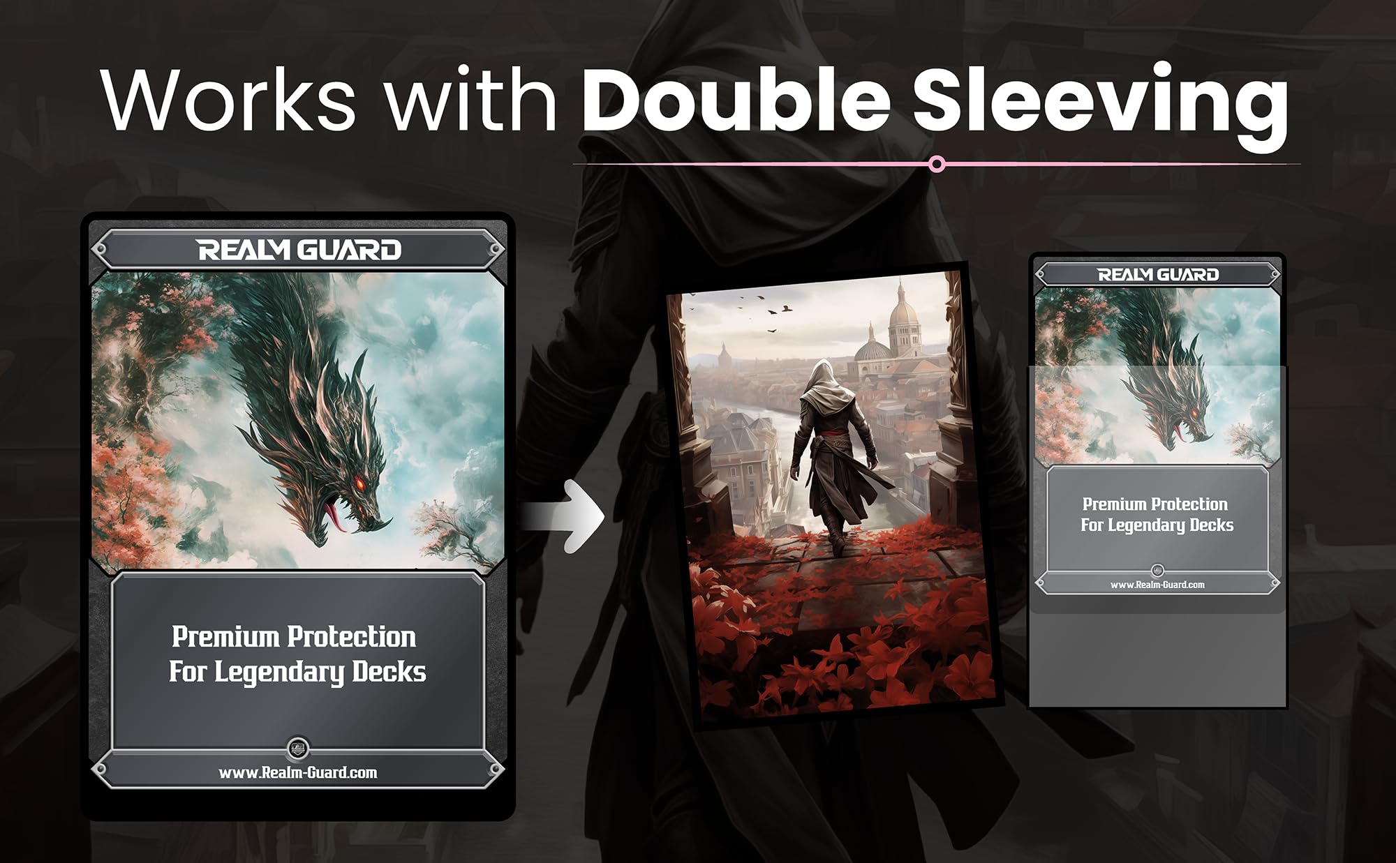 Realm Guard Graphene TCG Sleeves – 105 Textured Matte Art Sleeves (Assassin)