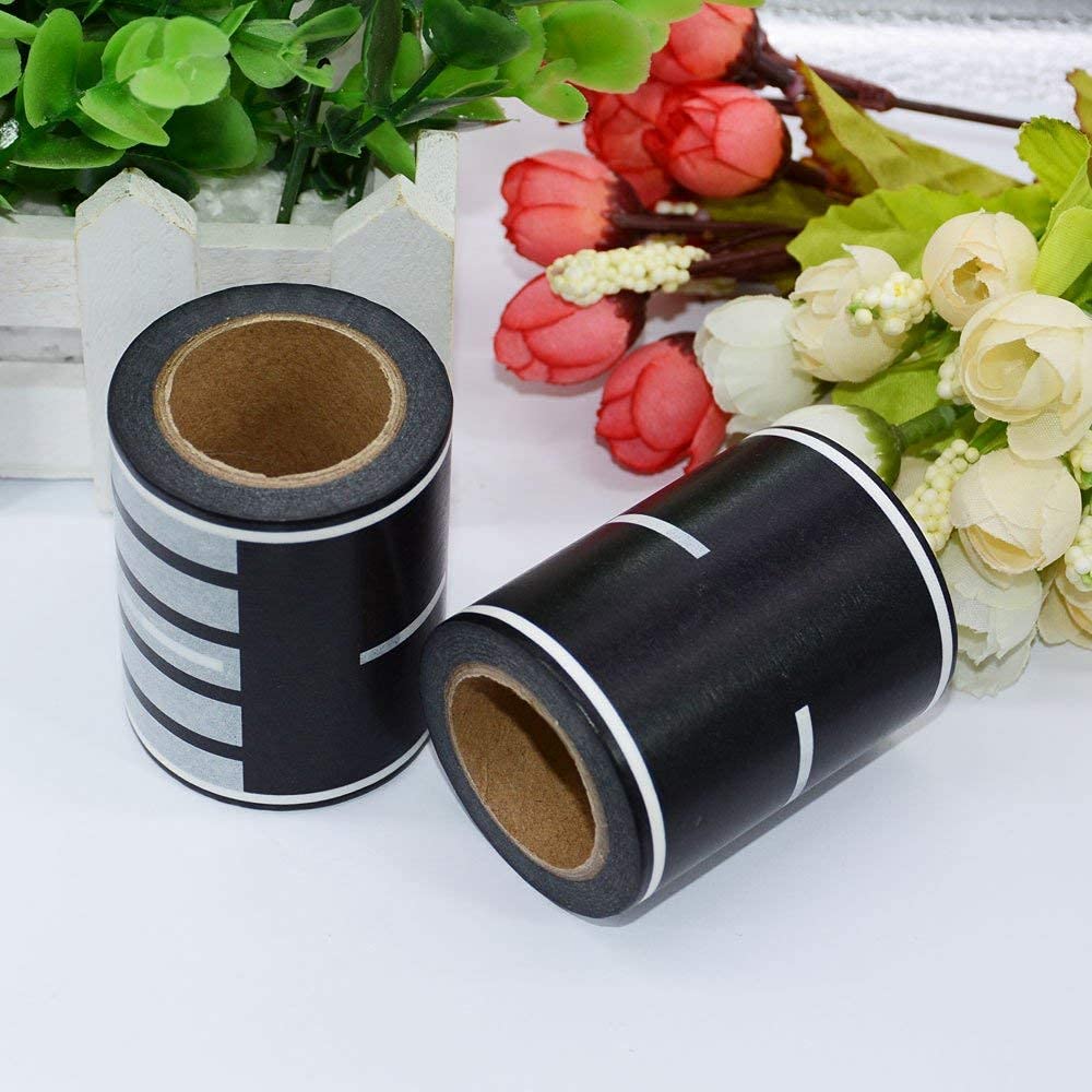 RECER Black Track Tape 2 Rolls – Toy Car Race Track Decoration for Kids Parties (2.4" x 33ft Each)