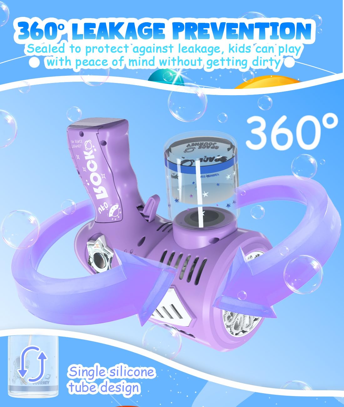 Rechargeable Bubble Gun with 30% Bigger Bubbles, LED, and Leakproof Design - Perfect Gift for Ages 3-15