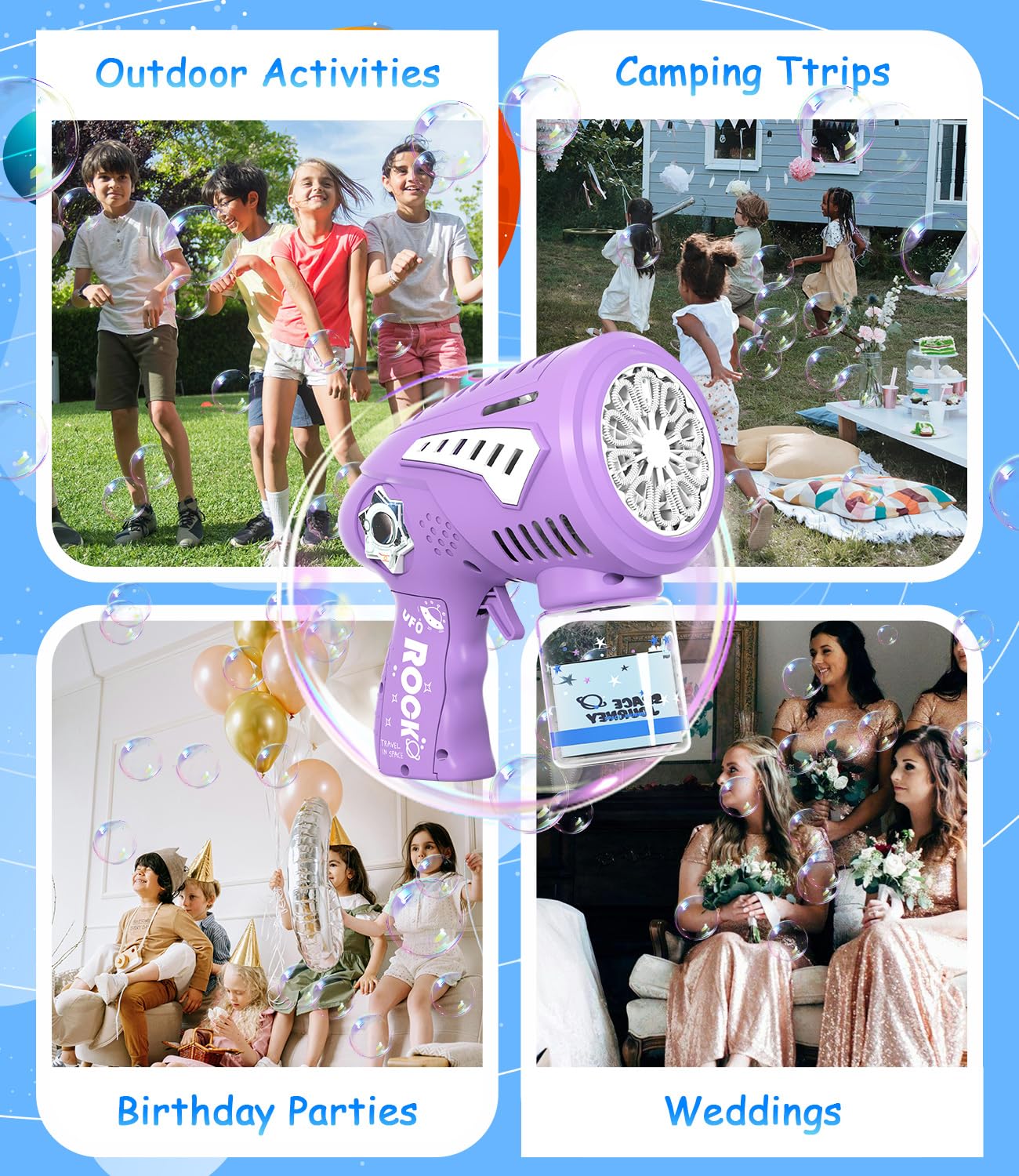 Rechargeable Bubble Gun with 30% Bigger Bubbles, LED, and Leakproof Design - Perfect Gift for Ages 3-15