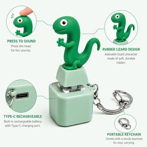 Rechargeable Lizard Button Fidget Toy – Meme Sound Keychain for Stress Relief