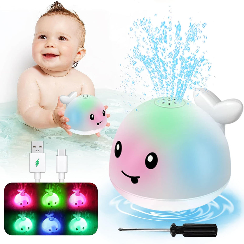 Rechargeable Whale Bath Toy for Toddlers – Light Up Water Spray Toy for Kids Ages 1-3, Bathtub Pool Shower Fun