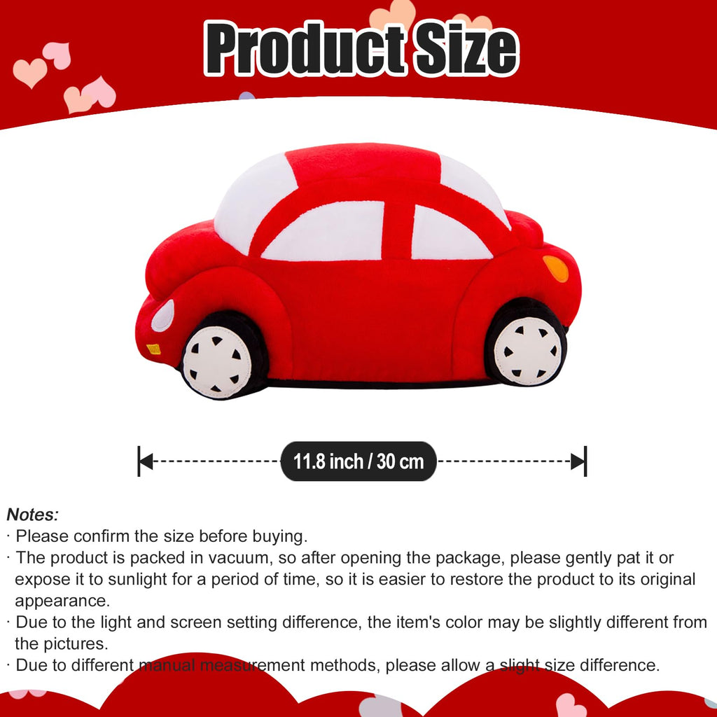 Red Car Plush Pillow 11.8 Inch - Cute Stuffed Toy for Kids and Car Lovers