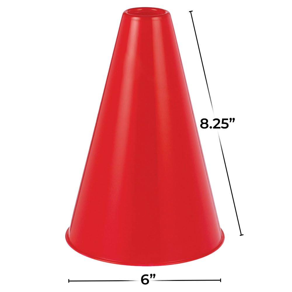 Red Plastic Megaphone 8.25" x 6" – Lightweight Eco-Friendly Cheerleading Noisemaker for Sports Events and Parties