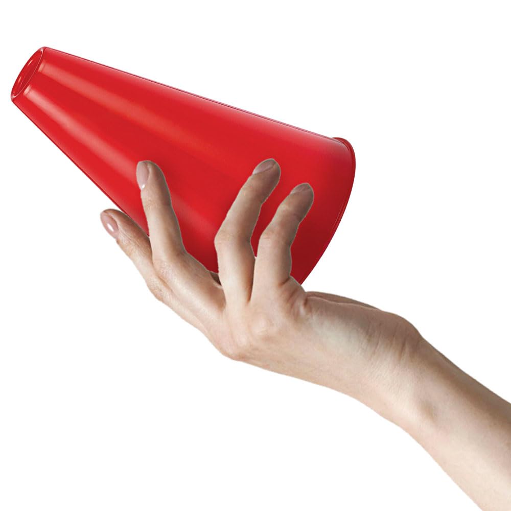 Red Plastic Megaphone 8.25" x 6" – Lightweight Eco-Friendly Cheerleading Noisemaker for Sports Events and Parties