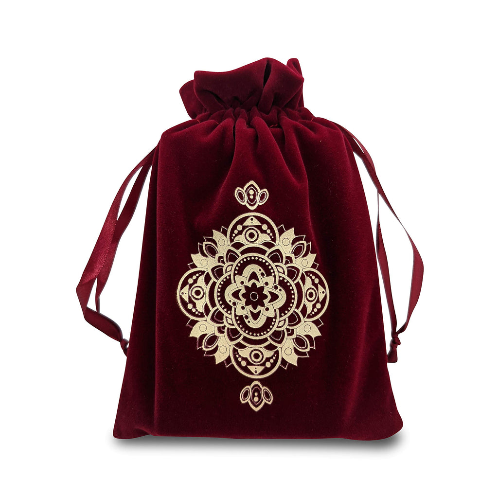 Red Velvet Mandala Drawstring Pouch for Tarot, Dice, and Jewelry – Miriyan