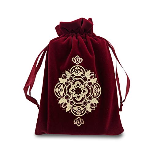 Red Velvet Mandala Drawstring Pouch for Tarot, Dice, and Jewelry – Miriyan