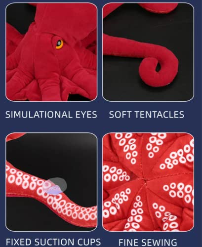 Redsimulation 18-Inch Blue Octopus Plush Pillow – Soft Cushion for Kids and Room Decor