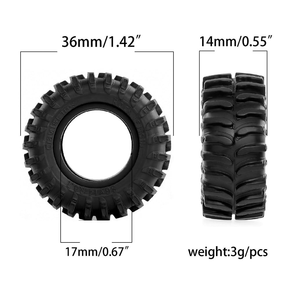 REDSPIDER 0.7'' Swamp Claw Tires for 1/30 RC Crawler – OD 36mm*14mm