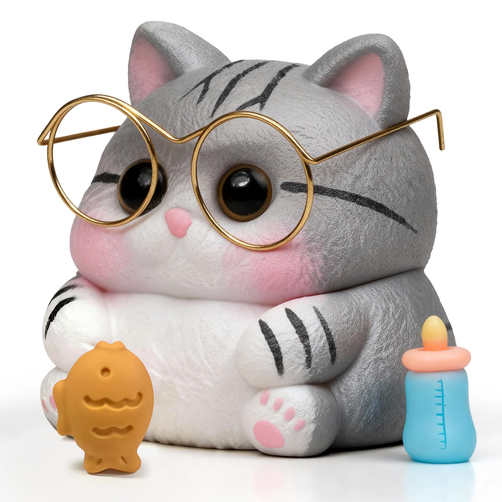 Reenovan Cat Squishy Toy – Soft TPR Stress Relief Sensory Fidget Toy with Removable Accessories, Cute Kawaii Desk Decoration for Kids and Adults