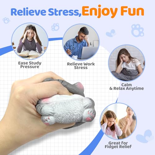 Reenovan Cat Squishy Toy – Soft TPR Stress Relief Sensory Fidget Toy with Removable Accessories, Cute Kawaii Desk Decoration for Kids and Adults