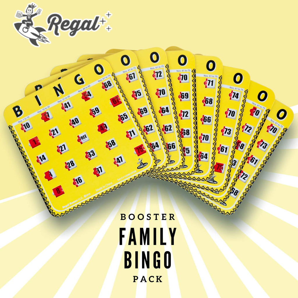 Regal Bingo 8-Pack Reusable Sliding Window Bingo Cards - Large Print for Adults, Yellow