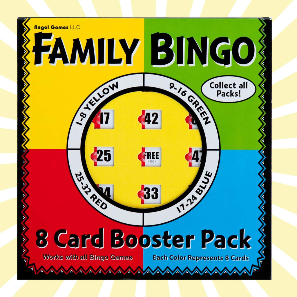 Regal Bingo 8-Pack Reusable Sliding Window Bingo Cards - Large Print for Adults, Yellow