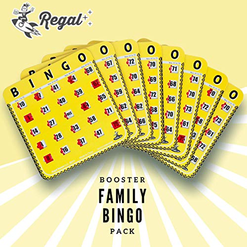 Regal Bingo 8-Pack Reusable Sliding Window Bingo Cards - Large Print for Adults, Yellow