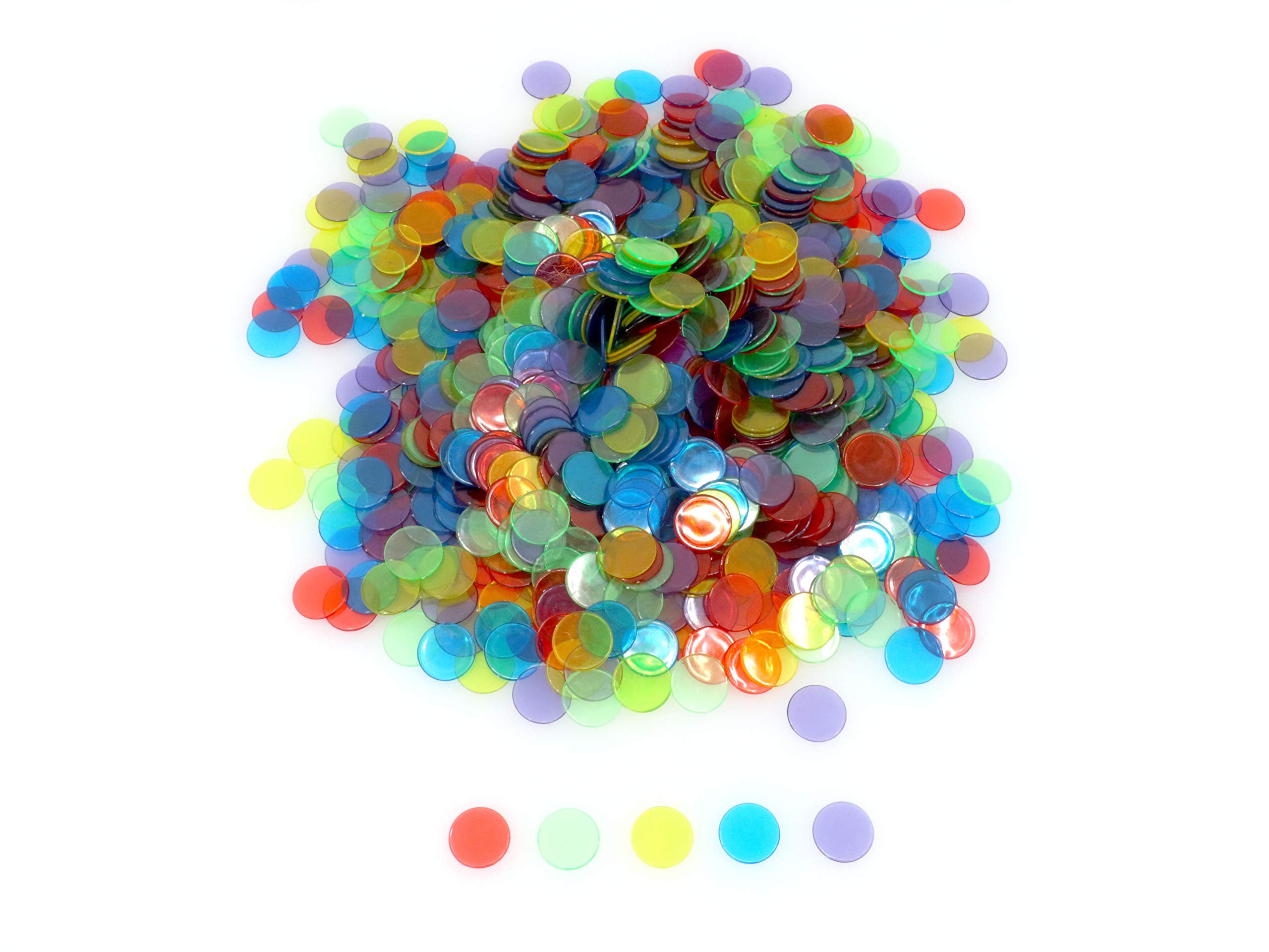 Regal Bingo Plastic Chips 1000 Count – Clear Translucent Counters for Bingo and Board Games, 3/4 Inch Assorted Colors