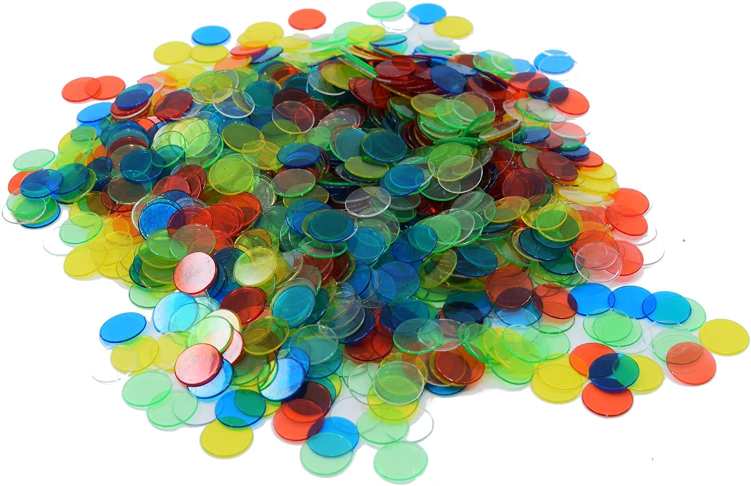 Regal Bingo Plastic Chips 1000 Count – Clear Translucent Counters for Bingo and Board Games, 3/4 Inch Assorted Colors
