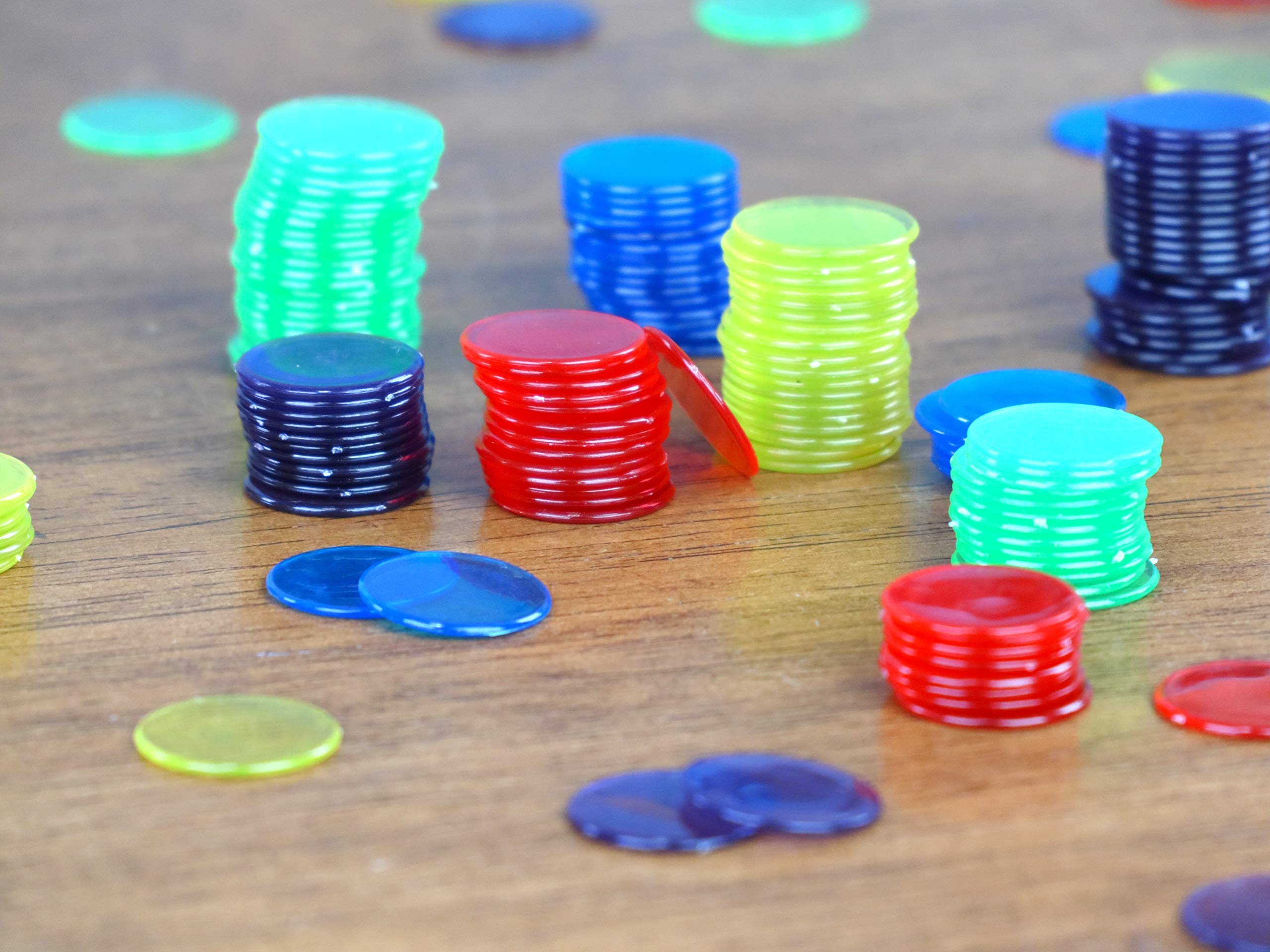 Regal Bingo Plastic Chips 1000 Count – Clear Translucent Counters for Bingo and Board Games, 3/4 Inch Assorted Colors