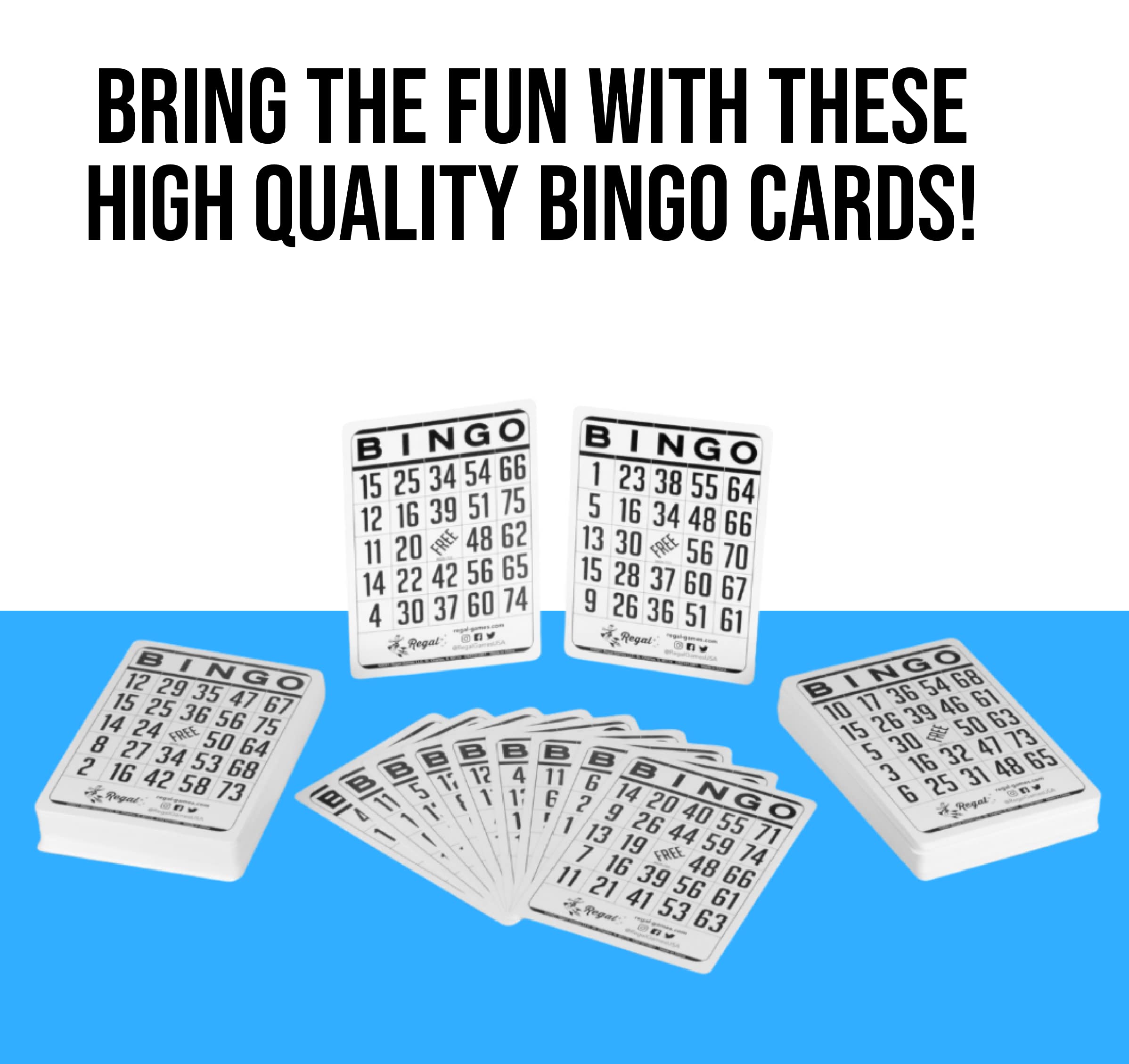 Regal Games 200-Count Reusable Bingo Cards – Classic White Sheets for Family Game Night, Parties & Travel