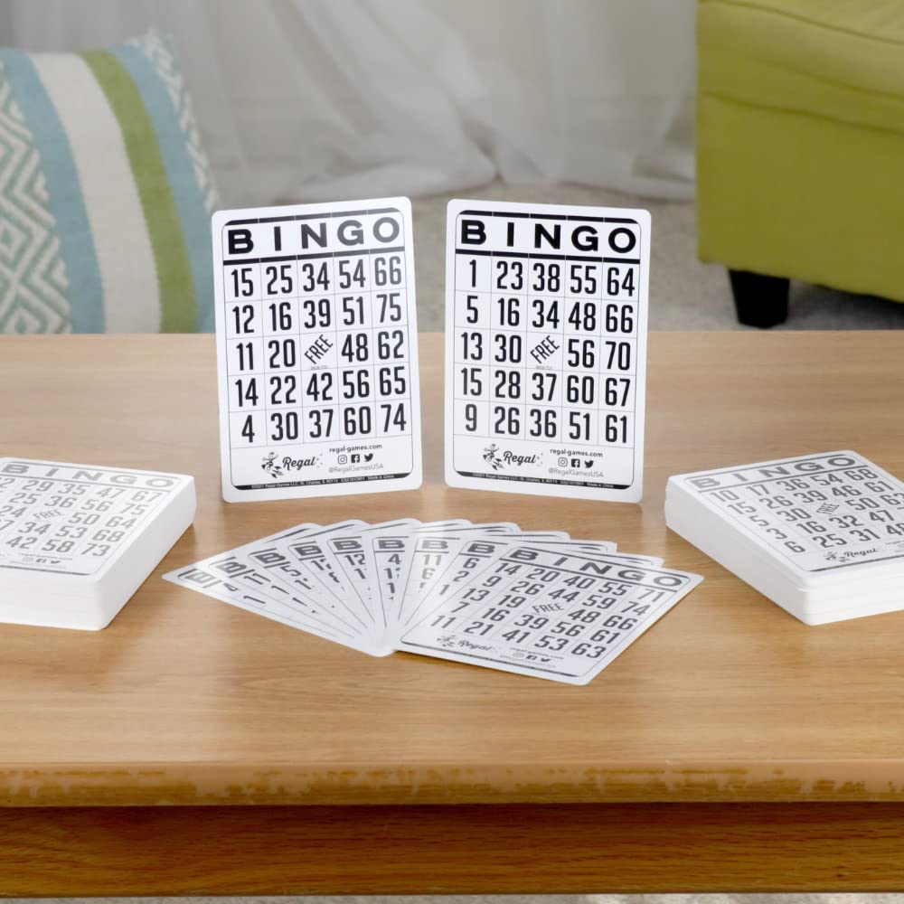 Regal Games 200-Count Reusable Bingo Cards – Classic White Sheets for Family Game Night, Parties & Travel