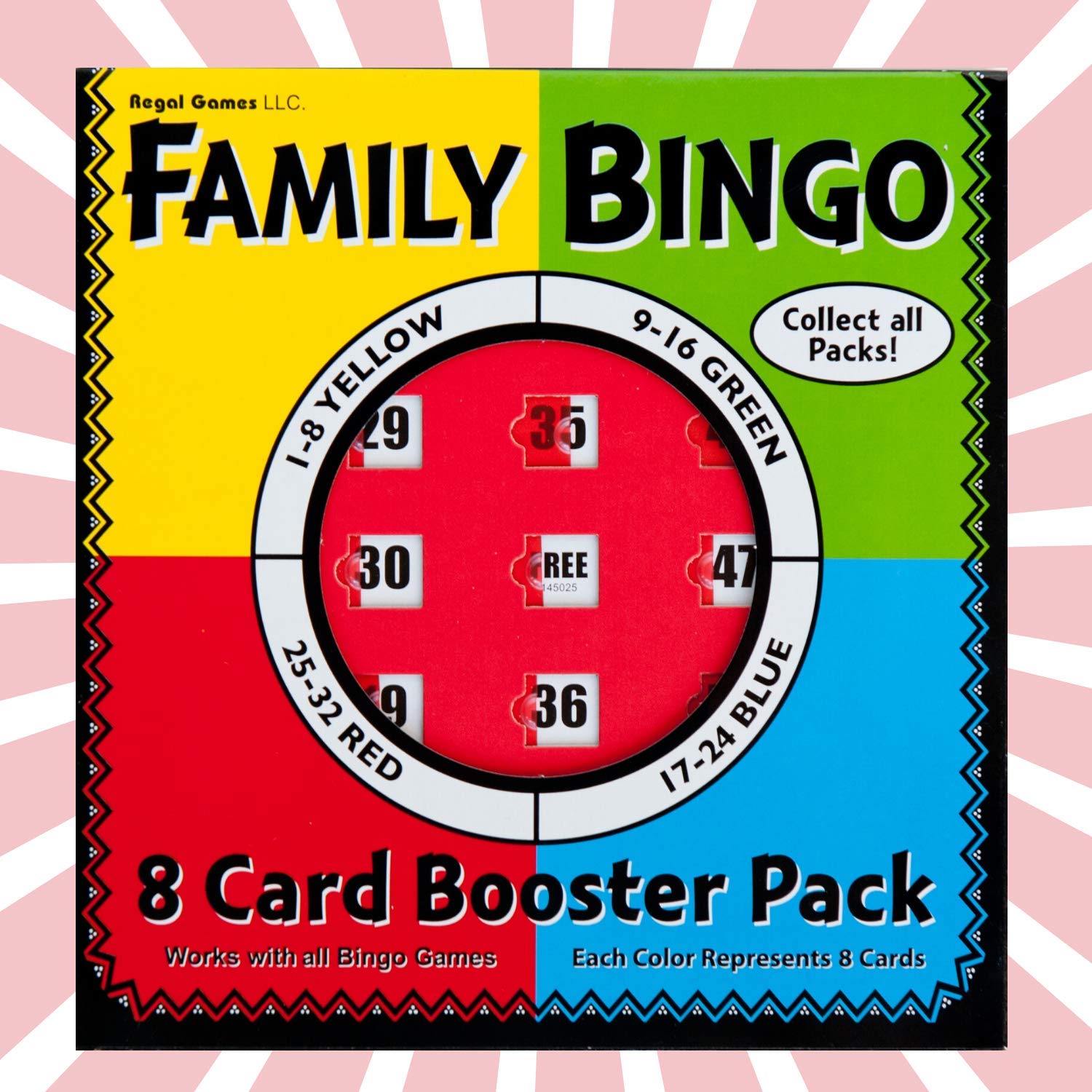 Regal Games 8-Pack Large Print Bingo Cards with Sliding Windows – Reusable, Mess-Free Bingo for Adults