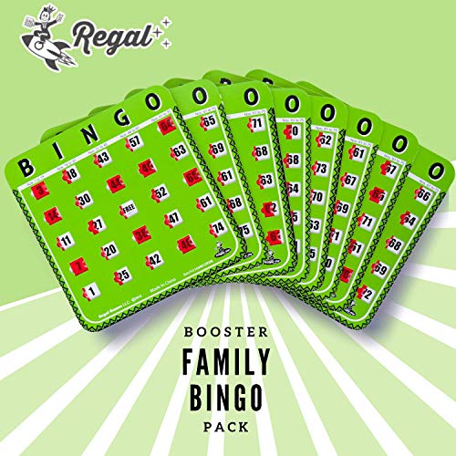 Regal Games Bulk Bingo Cards with Sliding Windows – 8 Pack, Green, Large Print for Adults