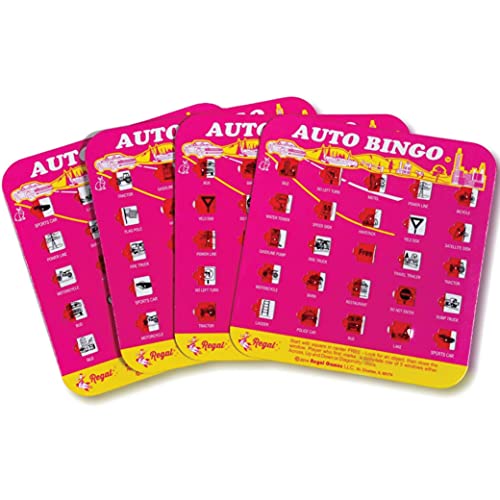 Regal Games Finger-Tip Shutter Bingo Cards - 4 Pack Pink - Reusable Travel Bingo with Sliding Windows