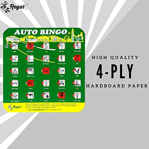 Regal Games Finger-Tip Shutter Bingo Cards (4-Pack) – Sliding Windows, Reusable Travel Bingo Set for Adults & Kids, Green