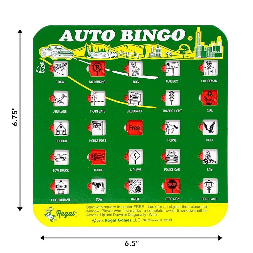 Regal Games Finger-Tip Shutter Bingo Cards (4-Pack) – Sliding Windows, Reusable Travel Bingo Set for Adults & Kids, Green