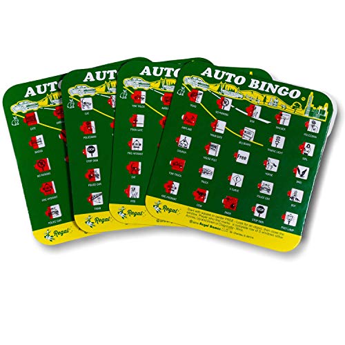 Regal Games Finger-Tip Shutter Bingo Cards (4-Pack) – Sliding Windows, Reusable Travel Bingo Set for Adults & Kids, Green