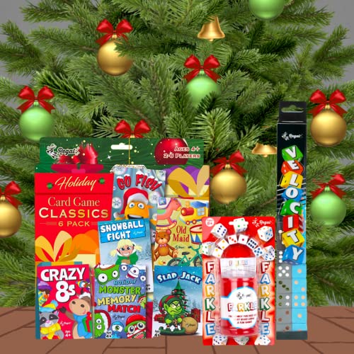 Regal Games Holiday Card Games 6-Pack: Go Fish, Crazy 8s, Old Maid, Slap Jack, Monster Memory, Snowball Fight