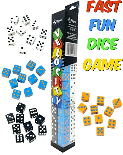Regal Games Velocity Dice Game Set – 40 Colorful Square Dice with Storage Case for Fast-Paced Family Fun