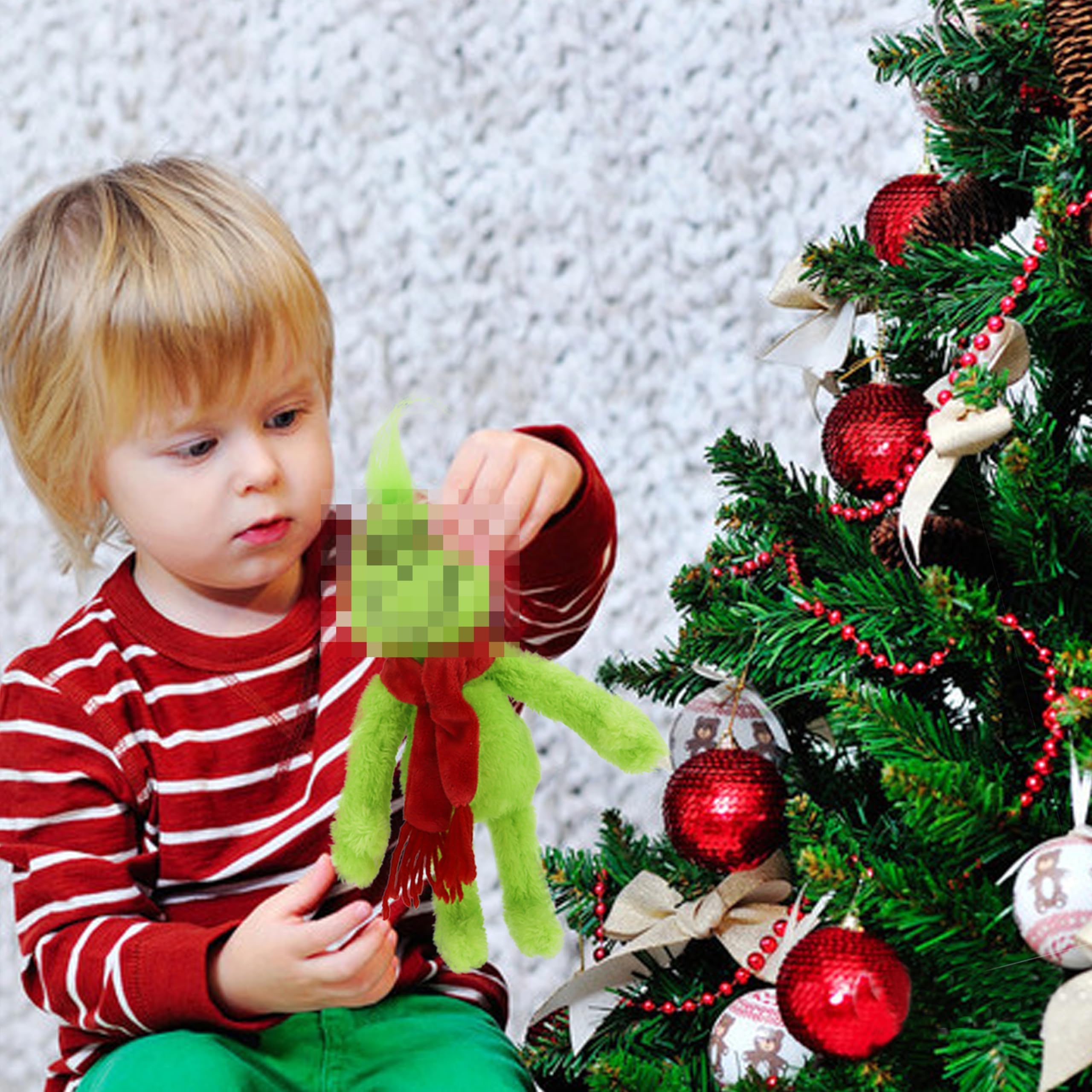 RELIGES 9-Inch Green Christmas Monster Plush – Soft Holiday Stuffed Animal for Kids, Festive Decoration and Gift (Fun Green)