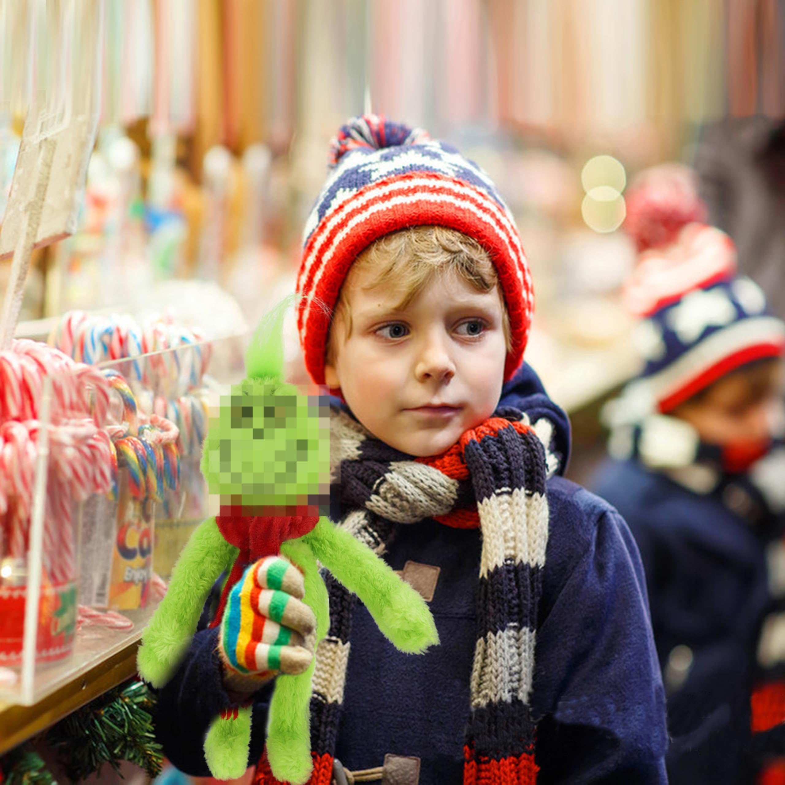 RELIGES 9-Inch Green Christmas Monster Plush – Soft Holiday Stuffed Animal for Kids, Festive Decoration and Gift (Fun Green)